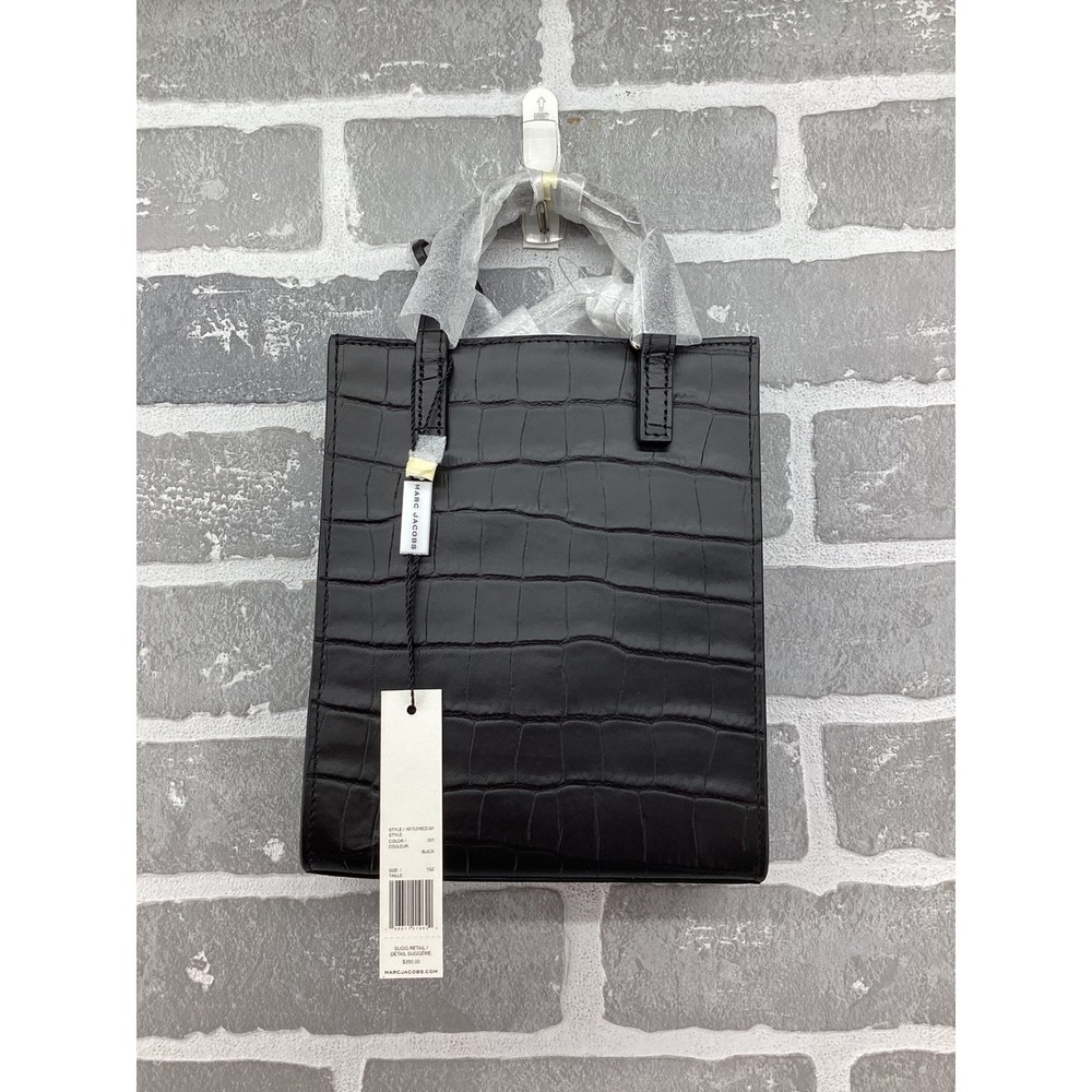 Marc Jacobs Black Croc Embossed Leather Mini Tote Bag H017L01RE22-001 NWT